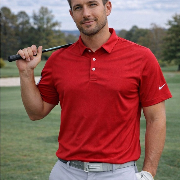 Nike Other - Nike Golf Dri-FIT Red Polo Shirt Men’s M Athletic Rugby Outdoor Performance